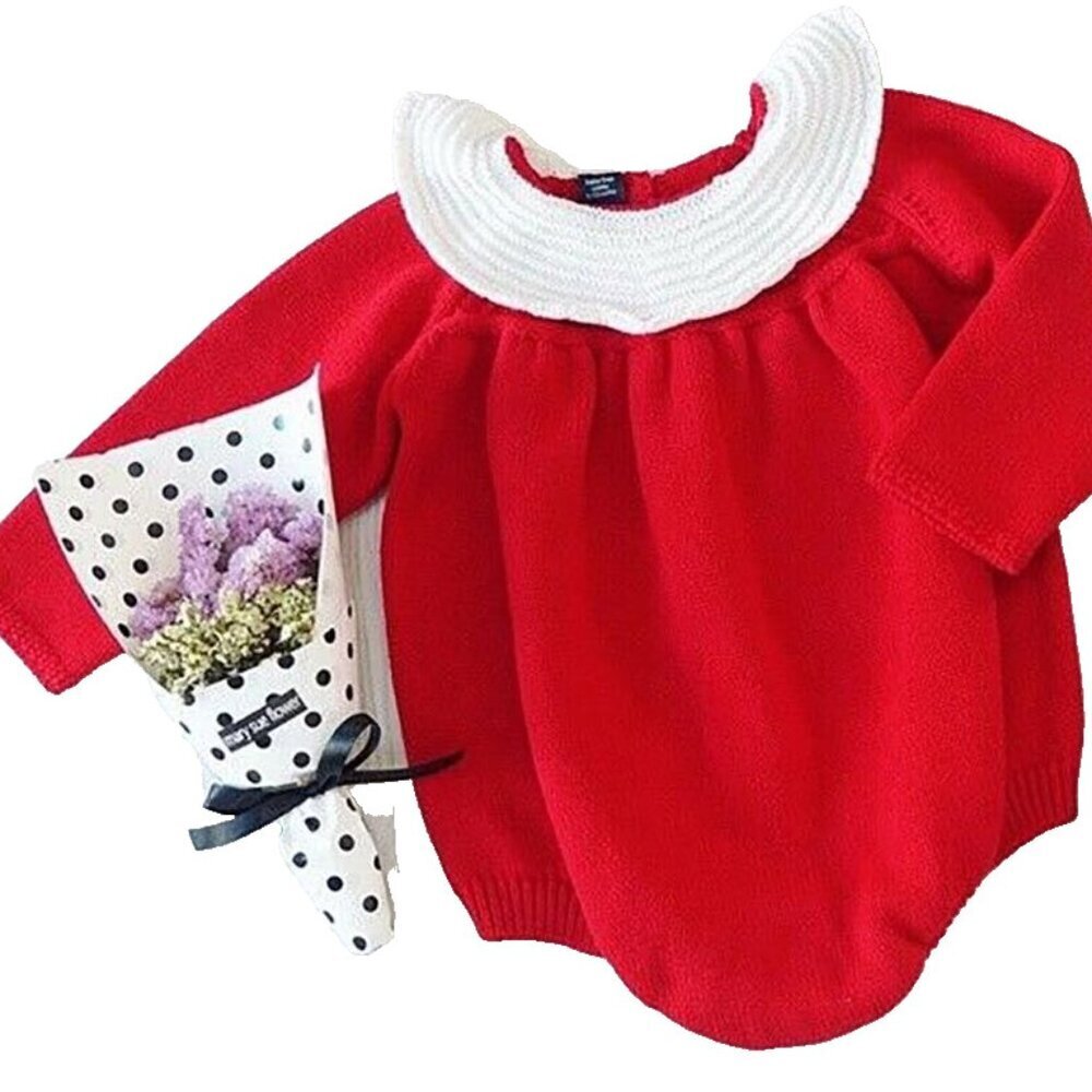 Baby Boutique 18 Month Girls Beautiful Red Sweater Knit Romper Outfit 18M New
